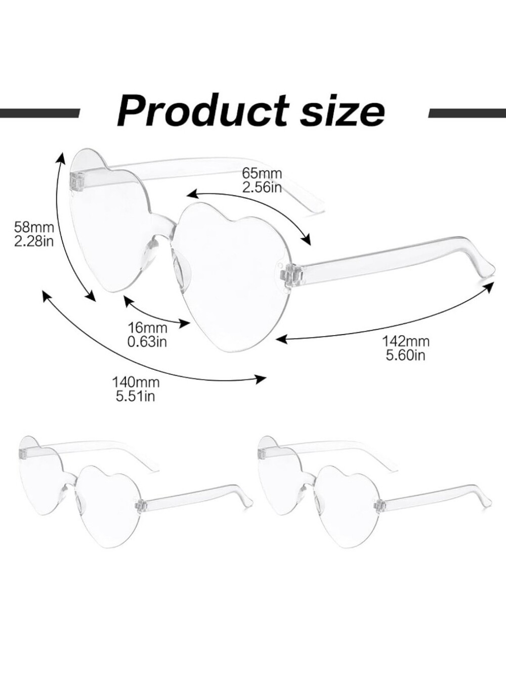 Heart Rimless Sunglasses - Picture 6 of 10
